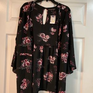 Black with pink flower kimono